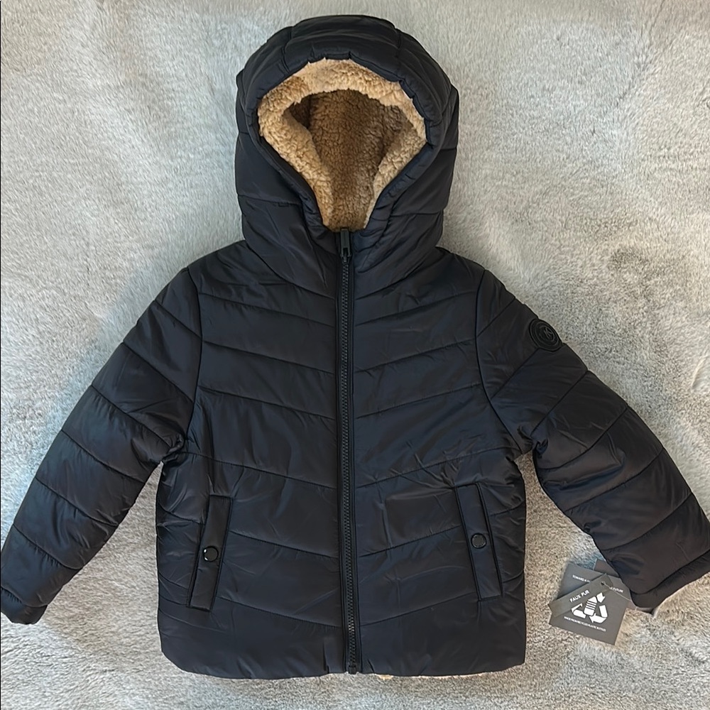 Michael Kors Kids Black Puffer Jacket with Hood